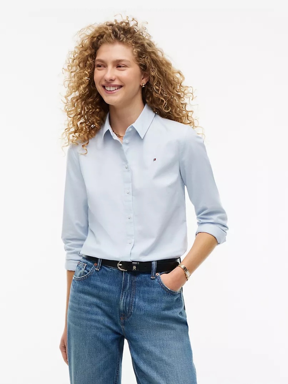 NWT Tommy Hilfiger Classic Fit Light Blue Button Down Shirt M Country Club Chic